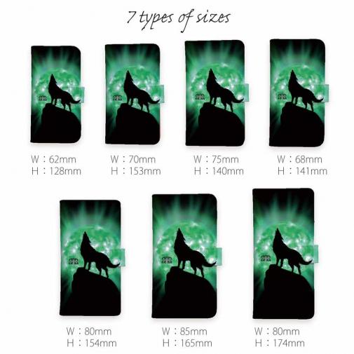 【ROMI HIME】【手帳型】狼エメラルドグリーン 月