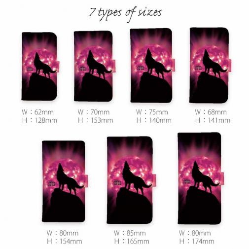 【ROMI HIME】【手帳型】狼ピンク 月