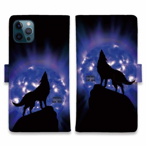 【ROMI HIME】【手帳型】狼ブルー 月