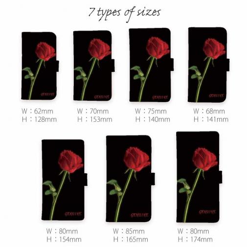 【Genuine】【手帳型】薔薇 　赤　黒