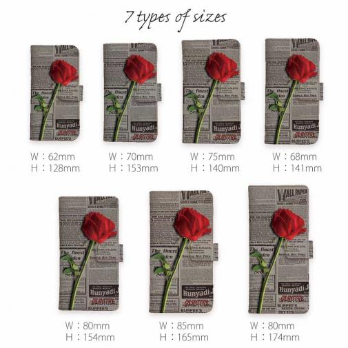 【Genuine】【手帳型】薔薇 　英字　新聞