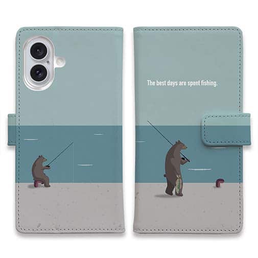 【手帳型】【FISH MAN】クマさんもフィッシング No3