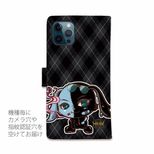 【ROMI HIME】【手帳型】うさぎ チェック  ブラック ペア