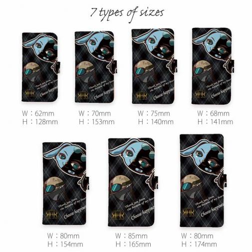 【ROMI HIME】【手帳型】うさぎ チェック  ブラック ペア