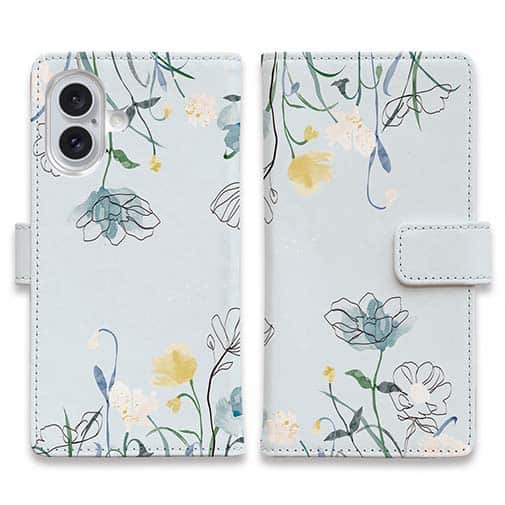 【手帳型】デリケートペイント ブルー