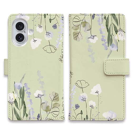 【手帳型】デリケートペイント グリーン