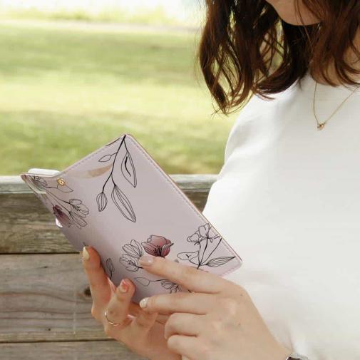 【手帳型】デリケートペイント ピンク