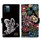 【ROMI HIME】【手帳型】蝶 花 花柄 レトロ ブラック