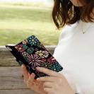 【ROMI HIME】【手帳型】蝶 花 花柄 レトロ ブラック