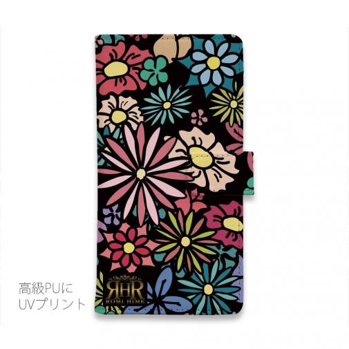【ROMI HIME】【手帳型】蝶 花 花柄 レトロ ブラック