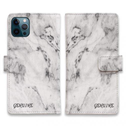 【Genuine】【手帳型】大理石 ホワイト