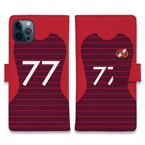 WIDE【手帳型】鹿島高校サッカー部 ユニフォーム 背番号77