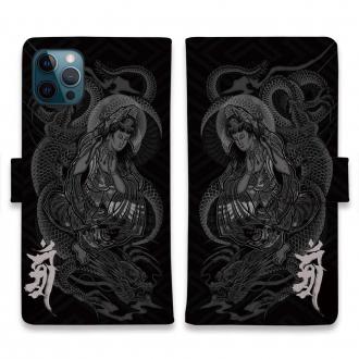 【彫姫】【手帳型】【Stick Case】騎龍観音　和彫りデザイン