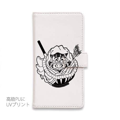 【彫姫】【手帳型】弁慶達磨（ホワイト）