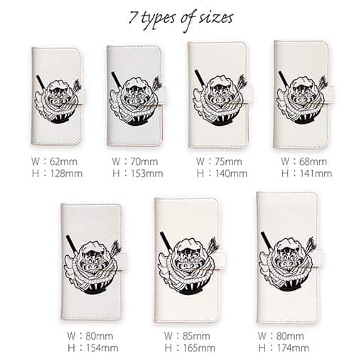 【彫姫】【手帳型】弁慶達磨（ホワイト）