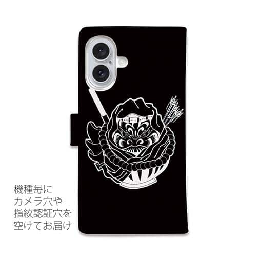 【彫姫】【手帳型】弁慶達磨（ブラック）