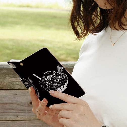 【彫姫】【手帳型】弁慶達磨（ブラック）