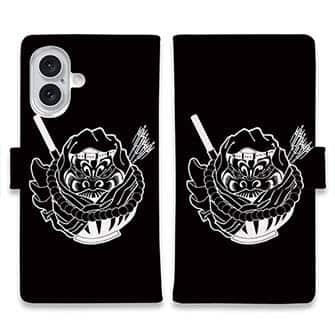 【彫姫】【手帳型】弁慶達磨（ブラック）