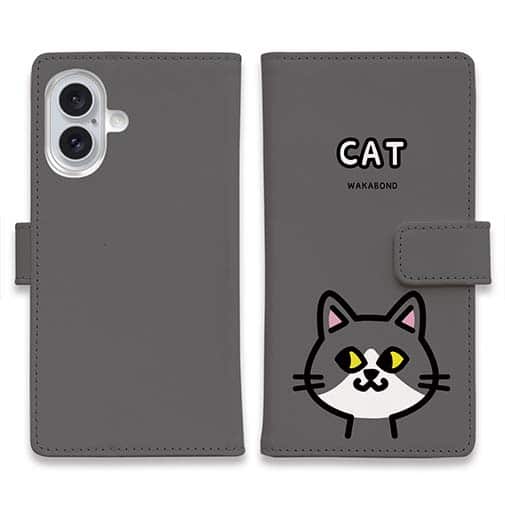 【手帳型】【ワカボンド】WAKAMAKAシリーズ 猫のハチワレニャ