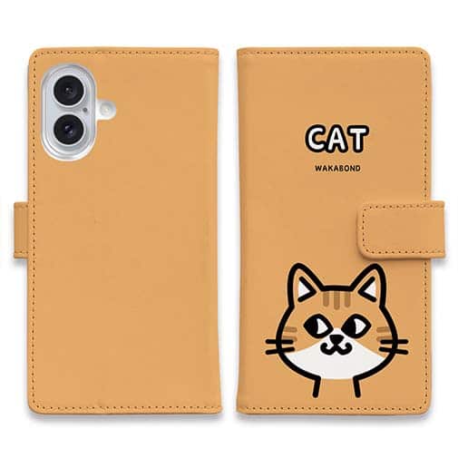 【手帳型】【ワカボンド】WAKAMAKAシリーズ 猫のチャトラニャ