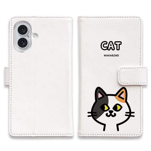 【手帳型】【ワカボンド】WAKAMAKAシリーズ 猫のミケニャ