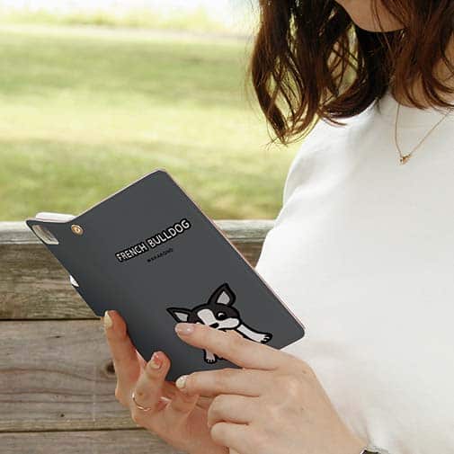 【手帳型】【ワカボンド】WAKAMAKAシリーズ フレンチブルドッグかぶりものとフレブルルン