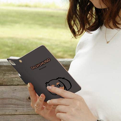 【手帳型】【ワカボンド】WAKAMAKAシリーズ ダックスフンドのダックスーン