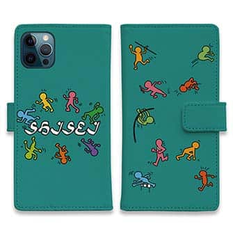 【手帳型】思斉中陸上部 ロゴ入りスマホケース グリーン