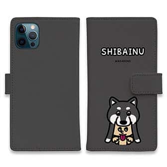 【手帳型】【ワカボンド】WAKAMAKAシリーズ 黒柴犬かぶりものとシバクロ