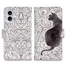 【手帳型】【大塚磊々堂】模様の黒猫