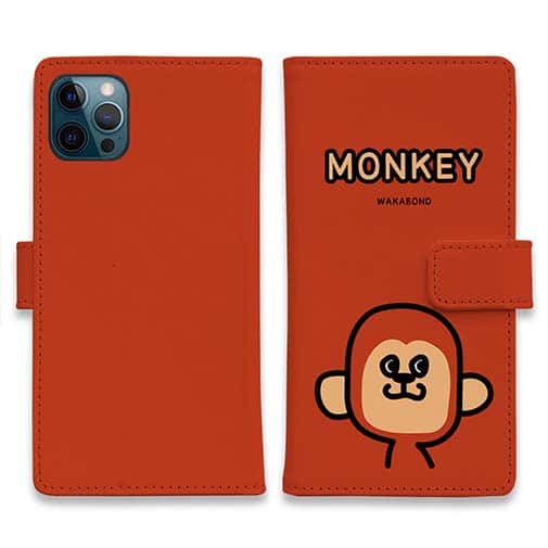 【手帳型】【ワカボンド】WAKAMAKAシリーズ おさるのウキキック