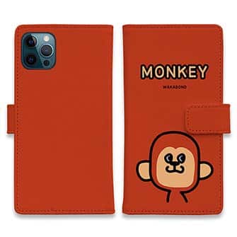 【手帳型】【ワカボンド】WAKAMAKAシリーズ おさるのウキキック