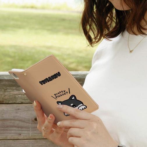 【手帳型】柴犬のおねだり顔_黒柴(wakat)