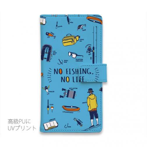 【手帳型】【釣りざんまい】釣りに行く道具_ブルー