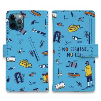 【手帳型】【釣りざんまい】釣りに行く道具_ブルー