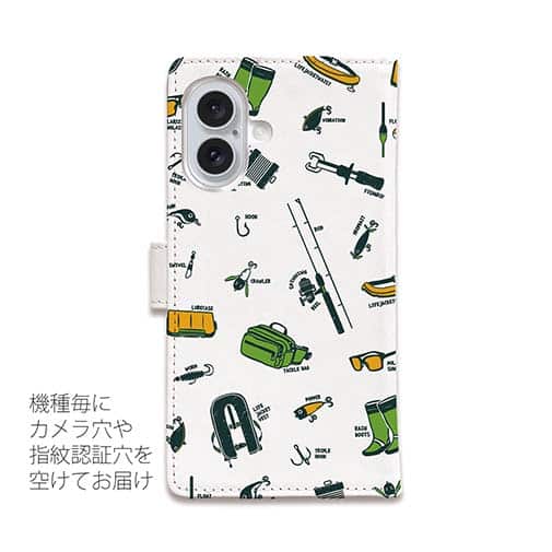 【手帳型】【釣りざんまい】釣りに行く道具_ホワイト