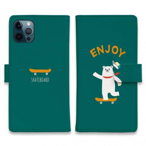 【手帳型】エンジョイスケボーシロクマさん(wakat)