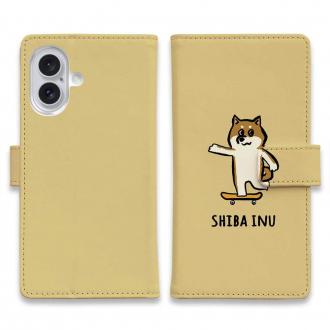 【手帳型】【ワカボンド】WAKAMAKAシリーズ 柴犬スケボー_赤柴