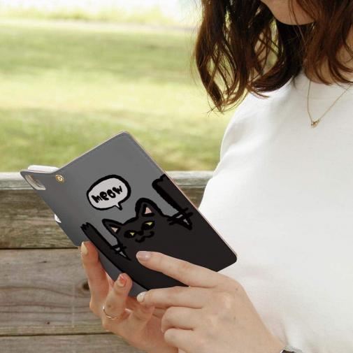 【手帳型】ワーイなネコ_黒猫(wakat)