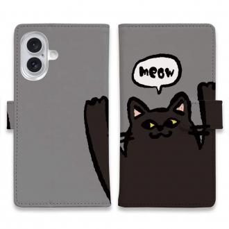 【手帳型】ワーイなネコ_黒猫(wakat)