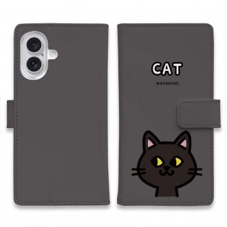 【手帳型】【ワカボンド】WAKAMAKAシリーズ 猫のクロネコニャ