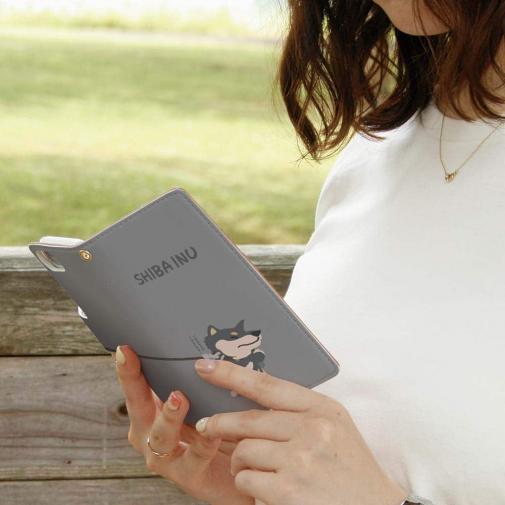 【手帳型】イヤイヤ柴犬_彩色【黒柴】(wakat)