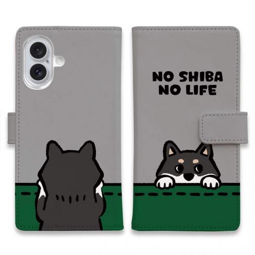 【手帳型】何か気になる柴犬_黒柴(wakat)