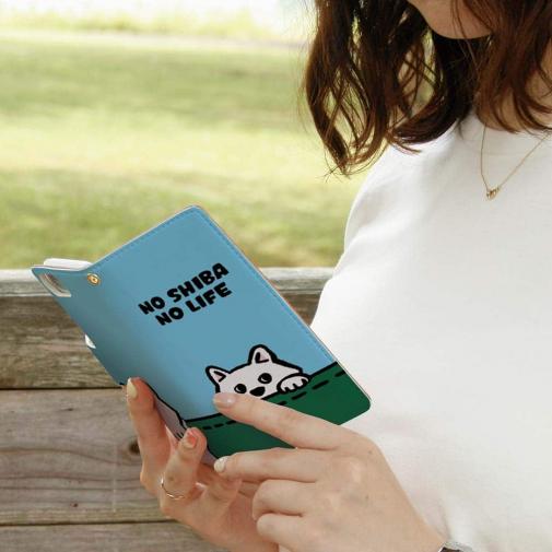 【手帳型】何か気になる柴犬_白柴(wakat)