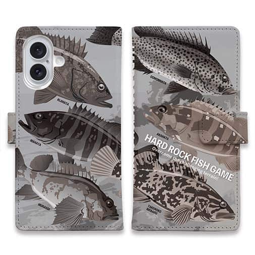 【手帳型】【FISH MAN】ハードロックフィッシュゲーム グレー