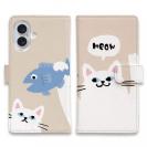 【手帳型】サカナもってワーイなネコ_白猫(wakat)