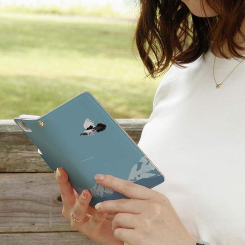 【手帳型】【FISH MAN】山シリーズ「雷鳥／冬のオス　雪山飛翔」