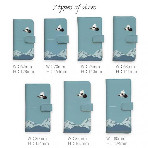 【手帳型】【FISH MAN】山シリーズ「雷鳥／冬のオス　雪山飛翔」