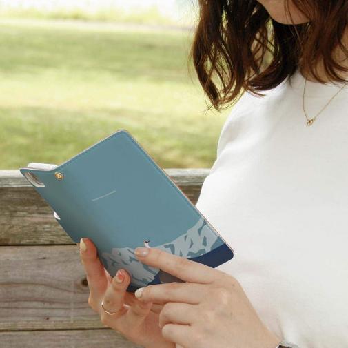 【手帳型】【FISH MAN】山シリーズ「雷鳥／冬のオス　遠き雪山」