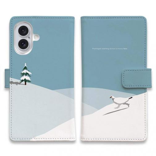 【手帳型】【FISH MAN】山シリーズ「雷鳥/冬のオス 雪原ダッシュ!」